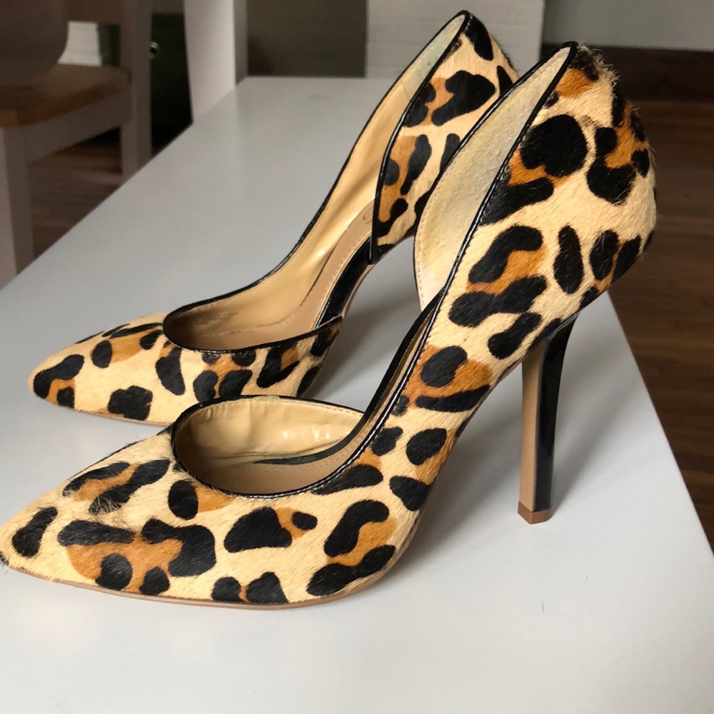 BCBG Faux Calf Hair Leopard Pumps